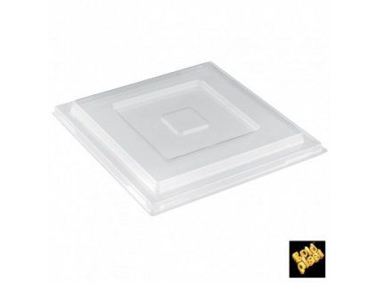 Plastové víčko na dezert, salát, mísu na těstoviny Extra Pagoda, 19x19cm, 1250ml, čiré